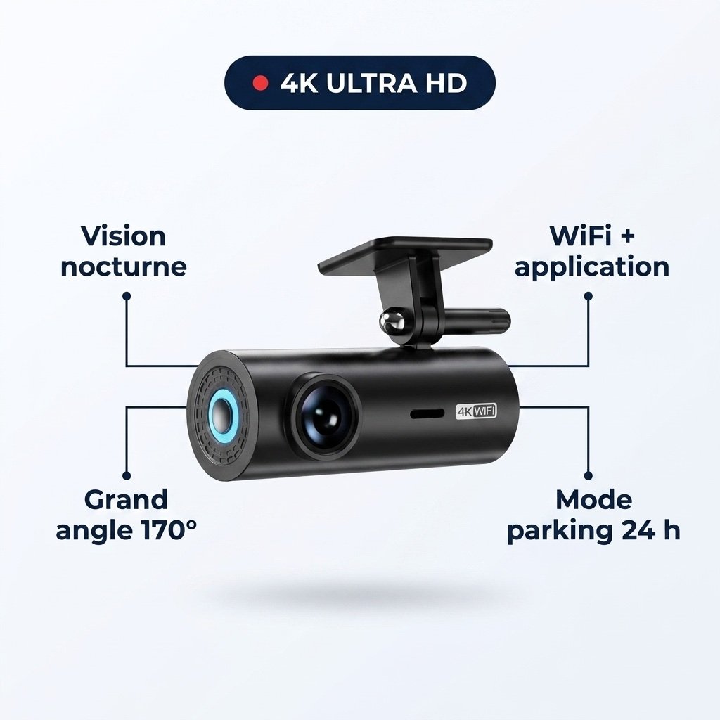 Dashcam voiture 4K Ultra HD à vision nocturne