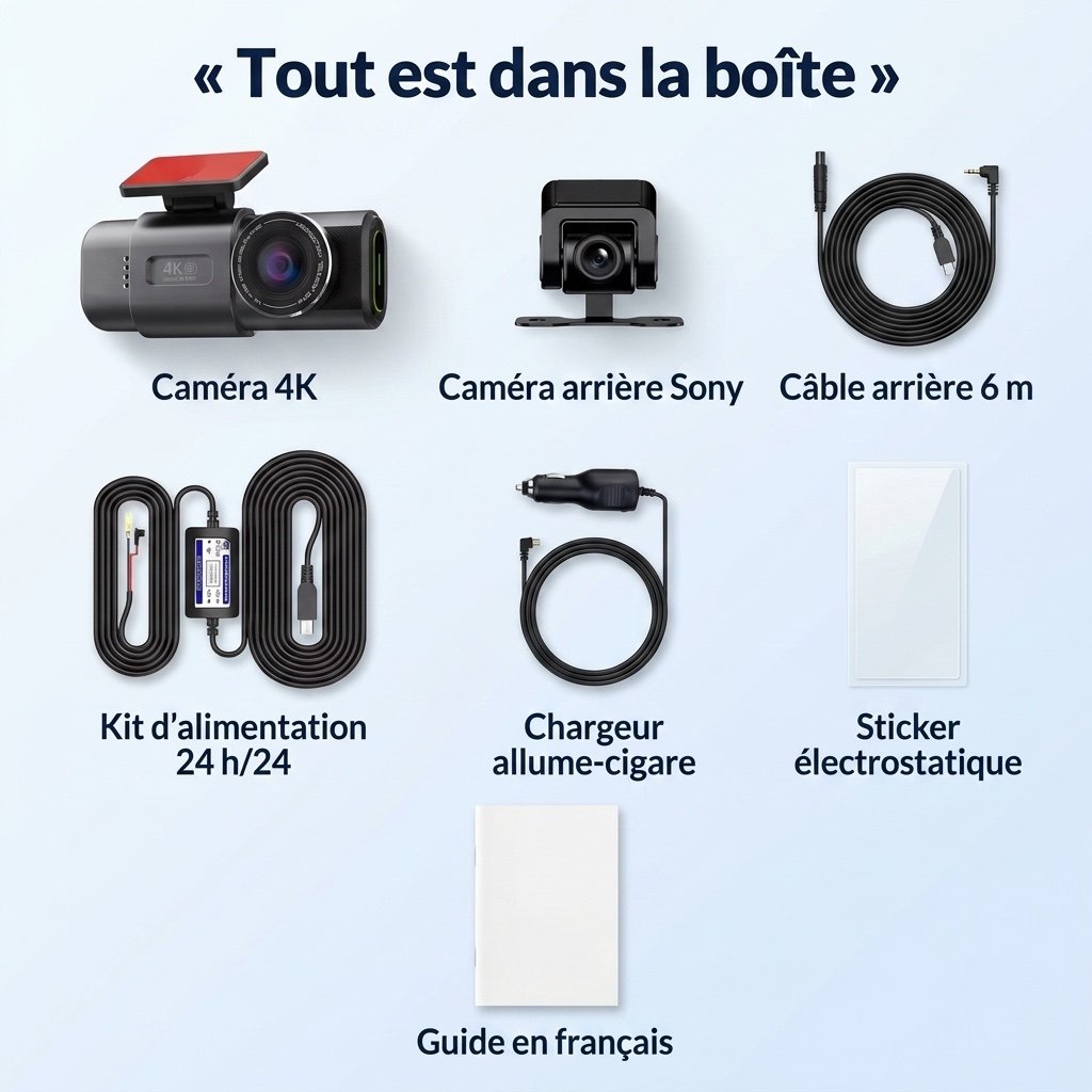 Dashcam Voiture 4K à Écran Intégré, GPS et Vision Nocturne