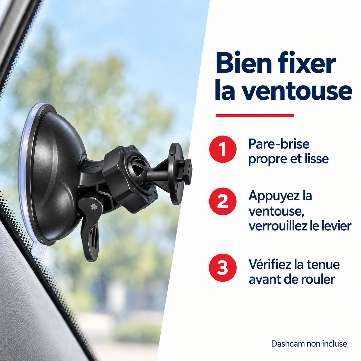 Support ventouse pour dashcam avec embout T, Sentinelle Grip