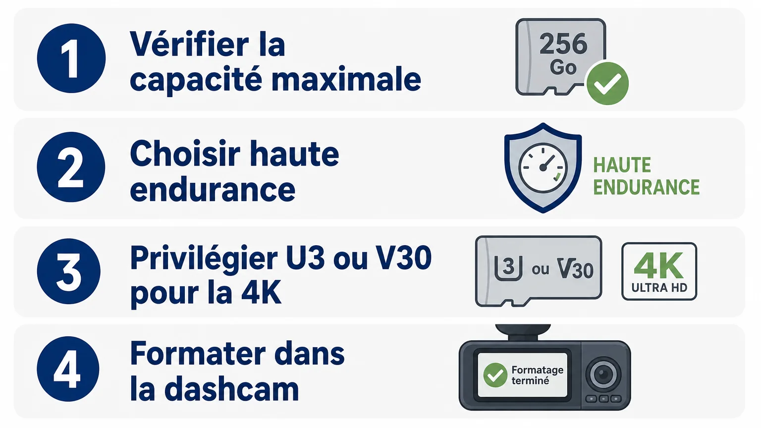 Checklist pour choisir et entretenir une carte microSD de dashcam