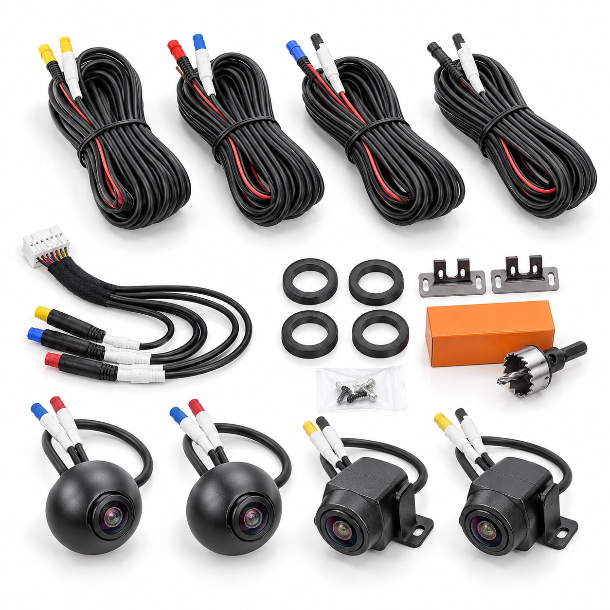 Kit quatre caméras 3D AHD 1080p et câblage