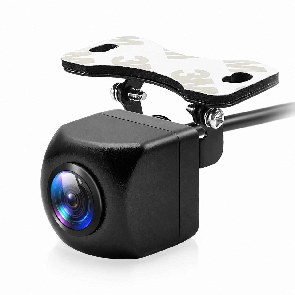Caméra de recul grand-angle noire AHD 1080p sur fond blanc