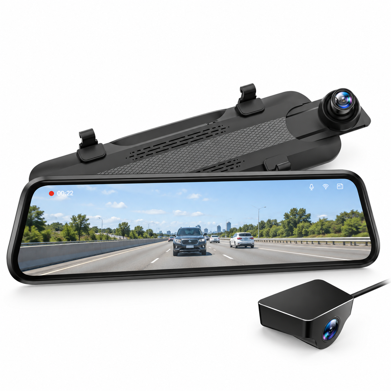 Rétroviseur dashcam 4K, vues avant et arrière, caméra arrière incluse
