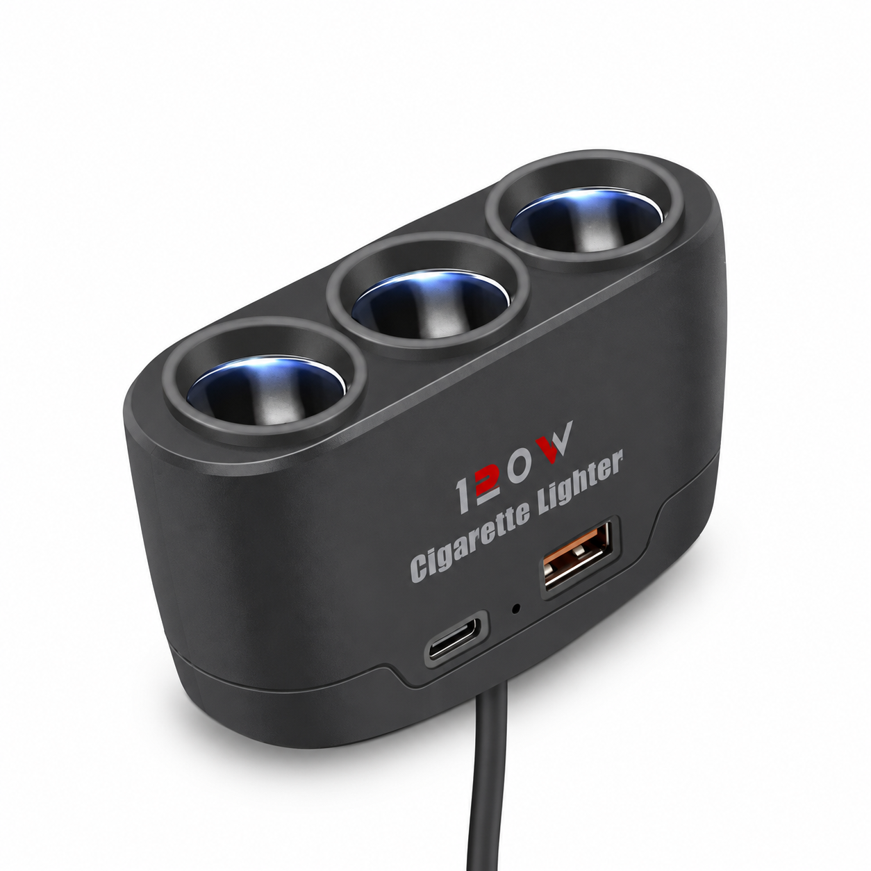 Multiprise allume-cigare 3 prises 12 V avec USB-A et USB-C — produit