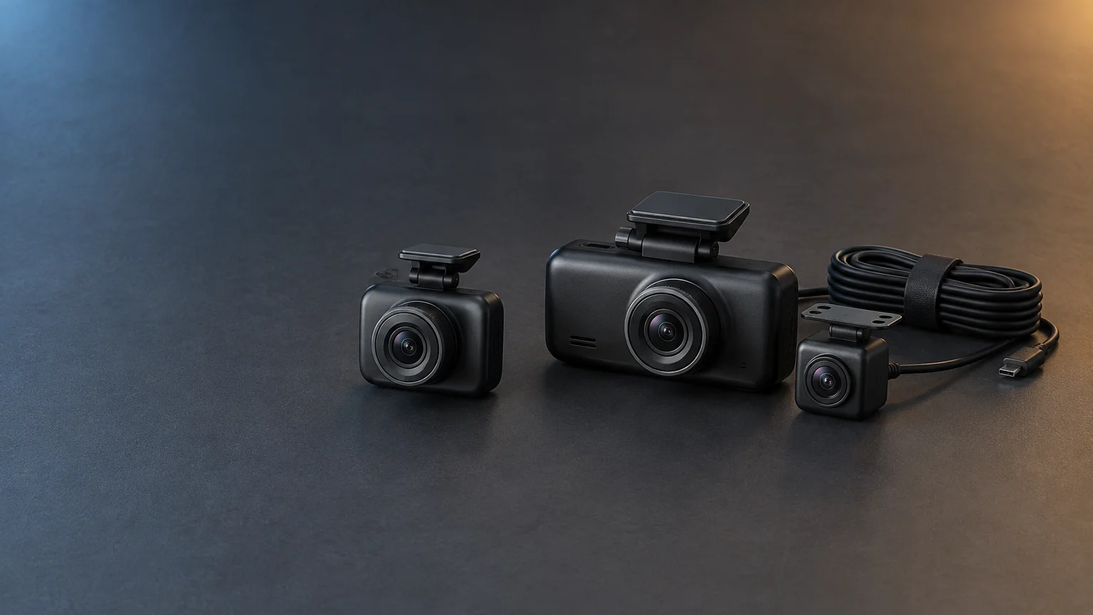 Deux configurations génériques de dashcam, compacte à l’avant et avant-arrière